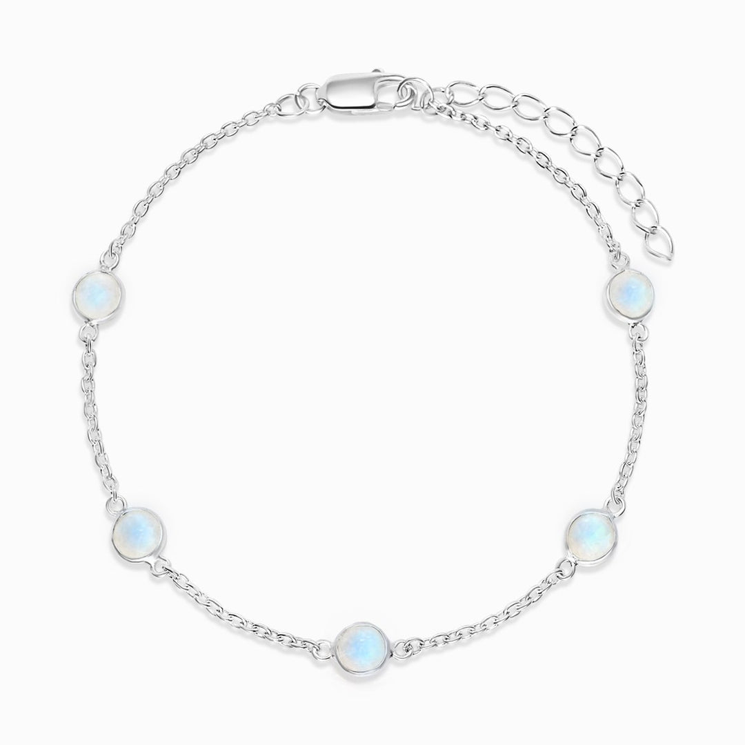 Sølvarmbånd med månestenskrystal. Sølv krystal armbånd med Rainbow Moonstone.