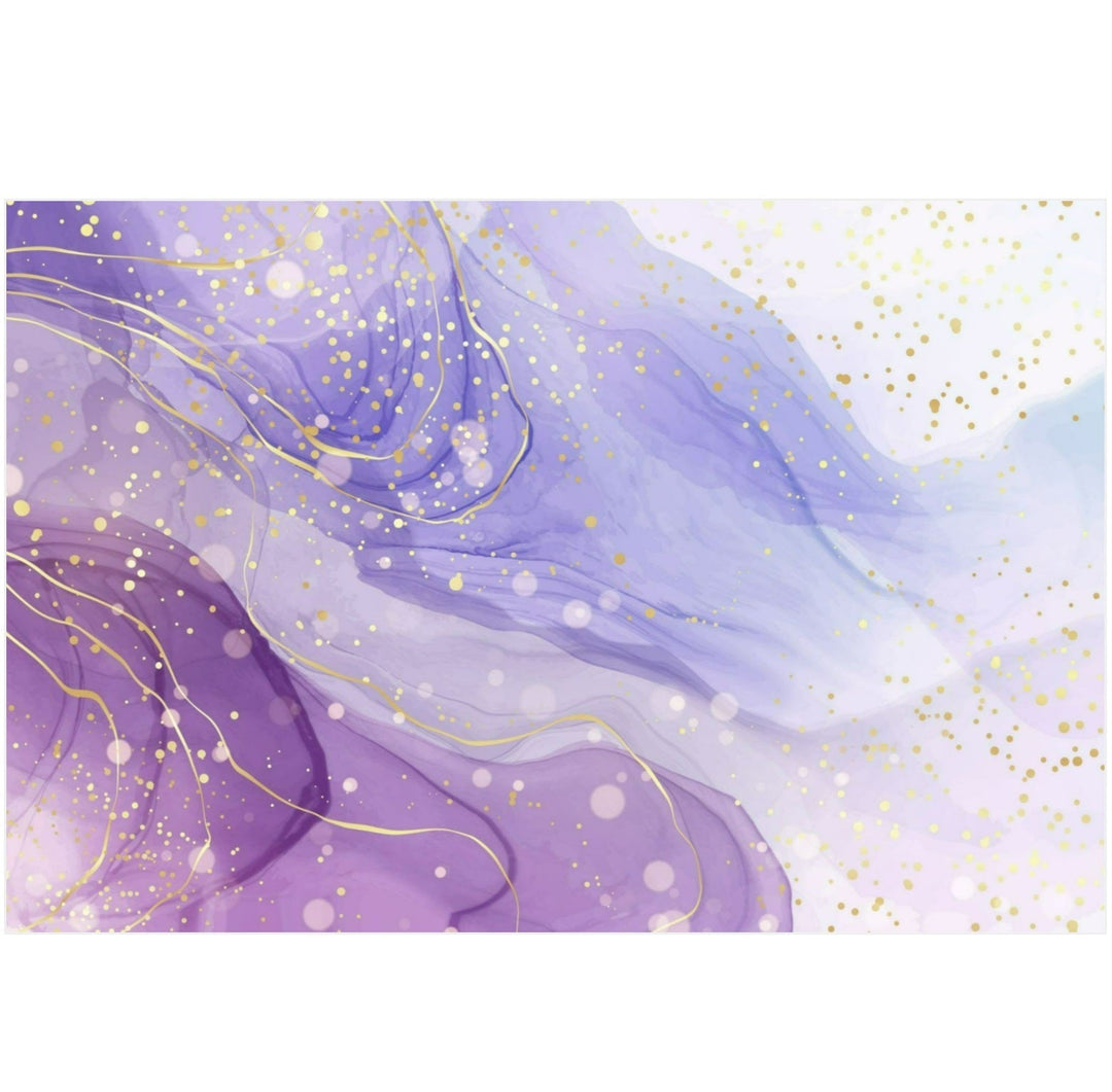 Postcard with beautiful shifting purple colors and gold. Purple flow card to use for gift giving.